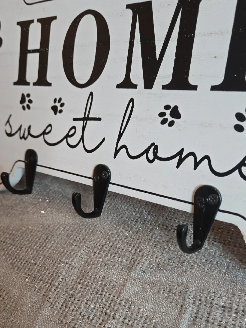 HOME Sweet Home Paw Print Wall Key Rack - White and Black